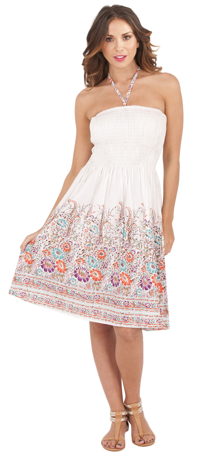 Womens Summer Dress Holiday Beach Sundress Strapless Halterneck Ladies